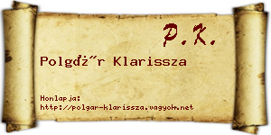 Polgár Klarissza névjegykártya